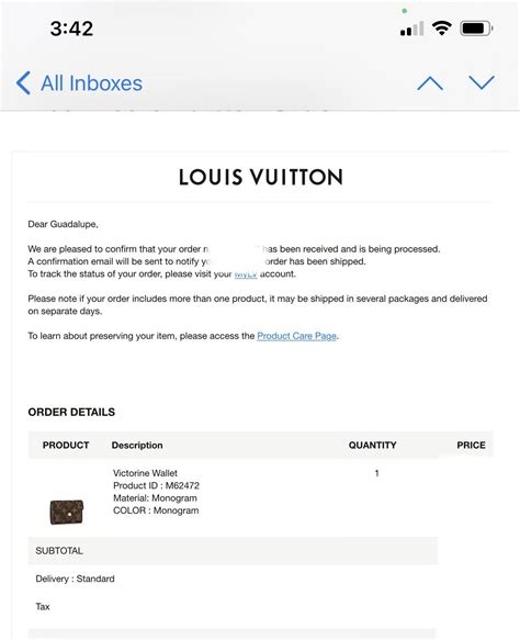 louis vuitton bestellbestätigung|louis vuitton order tracking.